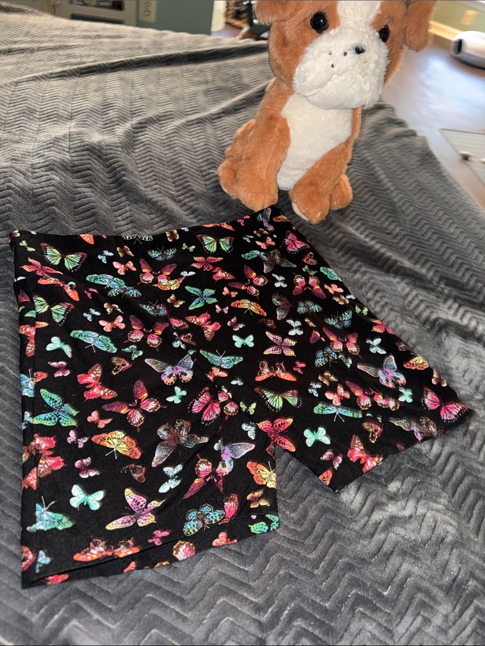 Black Butterfly Print Bike Shorts